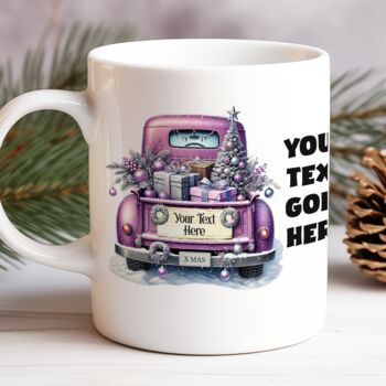 Personalised Christmas Vintage Truck Gift Mug, 8 of 9