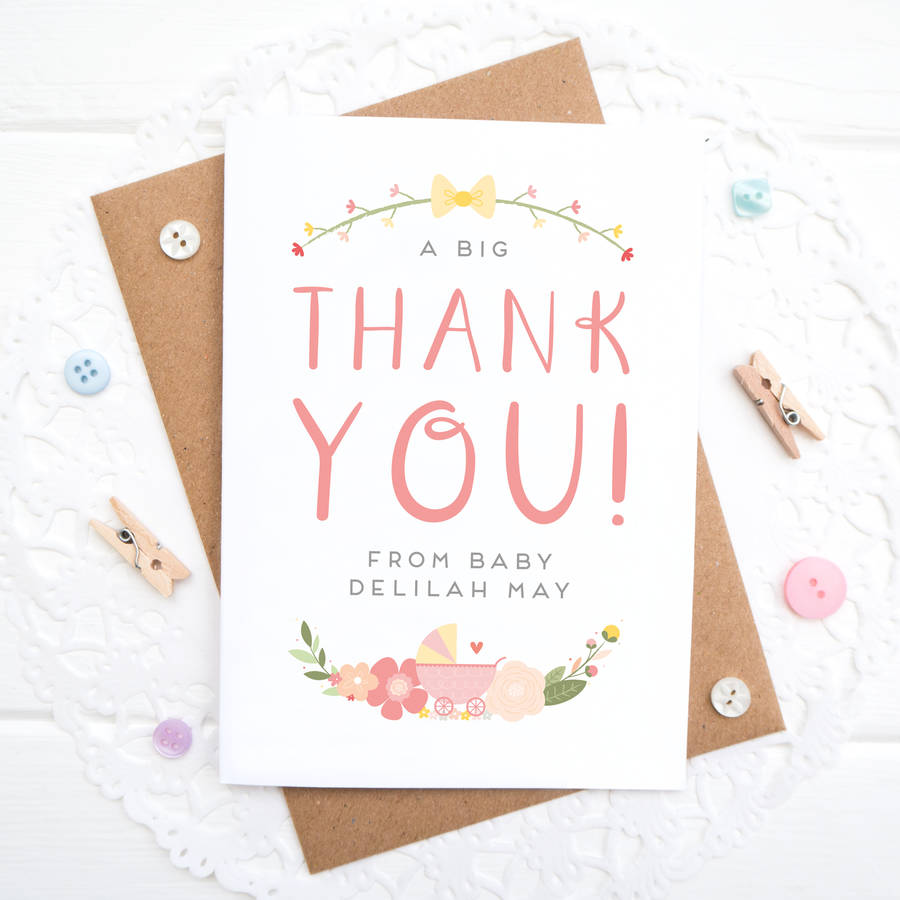 Personalised Baby Thank You Card By Joanne Hawker | notonthehighstreet.com