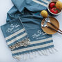 Personalised 2nd Wedding Anniversary Gift, Cotton Tea Towel, thumbnail 1 of 4