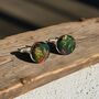 Flower Green Silk Brocade Covered Cufflinks, thumbnail 1 of 3
