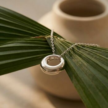 Circle Charm Necklace Silver, 2 of 8
