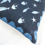 Linen Batik Cushion, Blue Whale, thumbnail 2 of 4