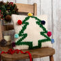 Pom Pom Christmas Tree Cushion Cover Knitting Kit, thumbnail 1 of 7