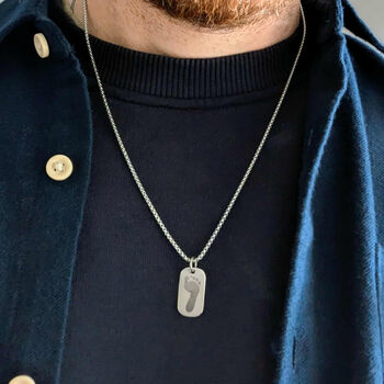 Handprint Footprint Small Dog Tag Steel Necklace, 2 of 7