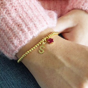 Gold Plated Initial And Birthstone Star Bracelet, 3 of 6