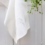 Embroidered Linen Leaves Tea Towel, thumbnail 1 of 5