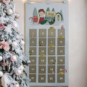 Personalised Elf Advent Calendar – Silver Grey, 2 of 5