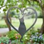 Personalised Cat Silhouette Steel Heart, thumbnail 1 of 5