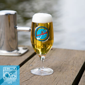 Personalised Canoe Printed Stemmed Beer Glass, 2 of 7