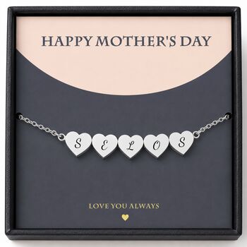 Personalise Multi Hearts Silver Gold Rose Gold Bracelet Initials Engraved, 5 of 9