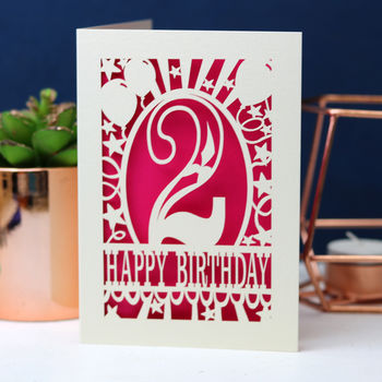 Child's Papercut Age Birthday Balloons Card, 2 of 4