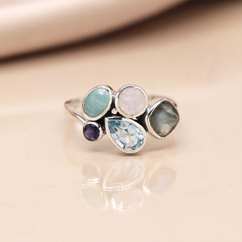 Sterling Silver Faceted Mixed Gemstone Ring, 4 of 8