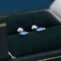 Sterling Silver Blue Opal Marquise Screw Back Earrings, thumbnail 1 of 9