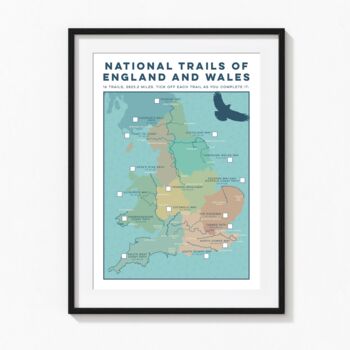 Hiking Trails Of England And Wales Map Art Print, 2 of 7