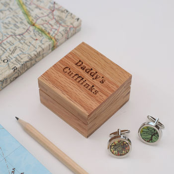 Personalised Silver Map Cufflinks And Box For Him, 3 of 3