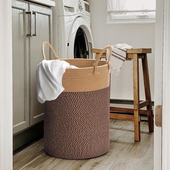 Tall Slim Laundry Hamper Clothes Storage Basket, 4 of 12