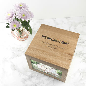 Personalised We Are Family Oak Photo Keepsake Box, 2 of 6