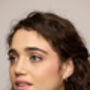Rainbow Moonstone Gold Huggie Hoop Earrings, thumbnail 2 of 6