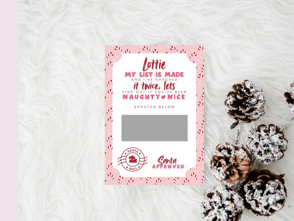 Personalised Naughty Or Nice Christmas Scratch Card, 1 of 4