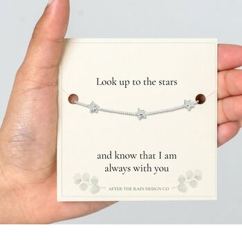 In Loving Memory Keepsake With A Gold Plated Or Silver Plated Star Bracelet And Card, 2 of 6