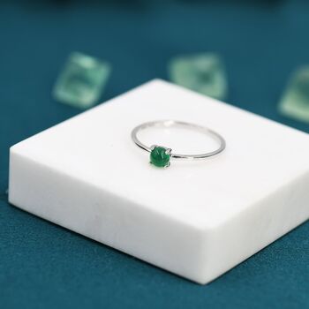Genuine Green Onyx Ring In Sterling Silver, 5 of 9