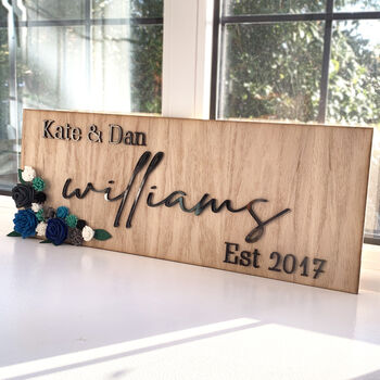 Personalised Couples Wooden Sign For Valentines, 4 of 12