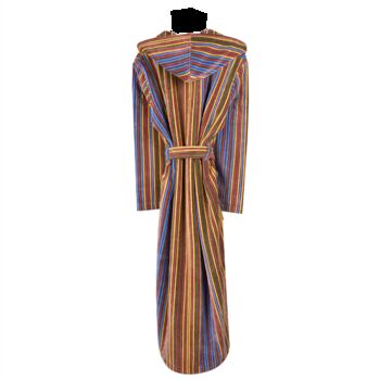 Women's Hooded Striped Cotton Dressing Gown Savernake, 3 of 5