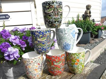 Set Of Six Mugs In Assorted William Morris Designs, 3 of 12