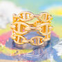 Gold Triple Gold Anchor Chain Ring, thumbnail 2 of 2