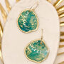 Large Abstract Green And Gold Foil Statement Earrings, thumbnail 2 of 8