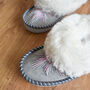 Peacock Pink Sheepskin Moccasins Slippers, thumbnail 5 of 6
