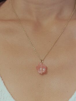 Carved Botan Cherry Quartz Necklace, 4 of 9