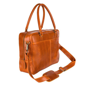 Personalised Tan Buffalo Leather Oxford Zip Up Satchel, 4 of 9