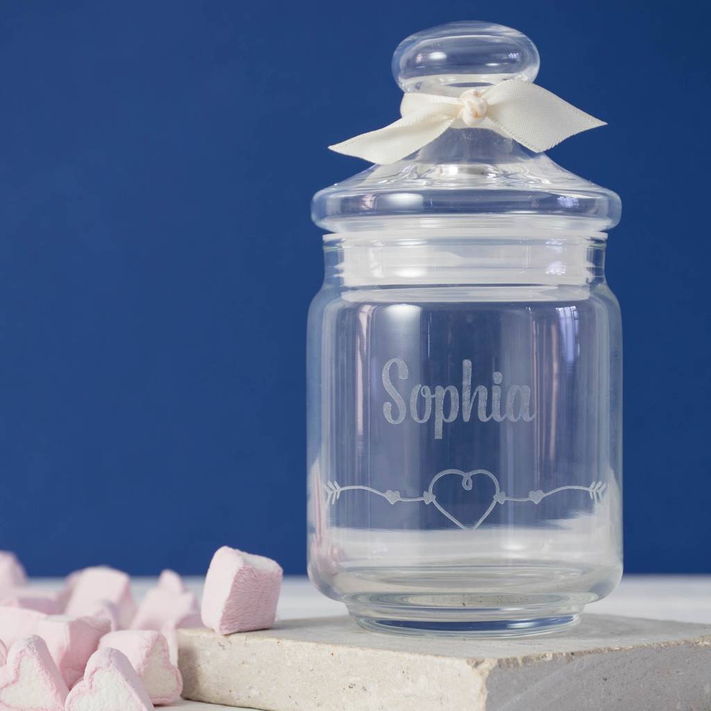 personalised glass jar with marshmallows by rocket and fox