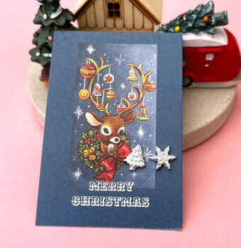 Sterling Silver Snowflake And Christmas Tree Mismatched Earrings, 6 of 10