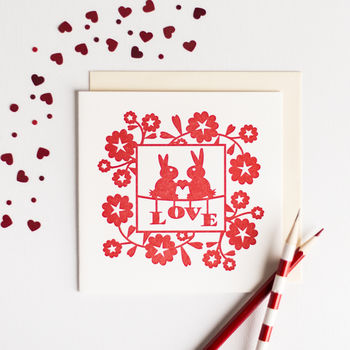 Red Love Bunnies Valentines Card, 4 of 8