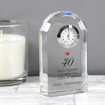 Personalised Ruby Wedding Anniversary Crystal Clock, 5 of 5