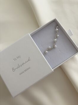 Bridesmaid Silver Pearl Diamanté Bracelet, 4 of 4