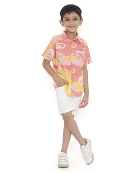 Candy Escape Printed Cotton Shirt, Pink And Yellow, 3 of 11