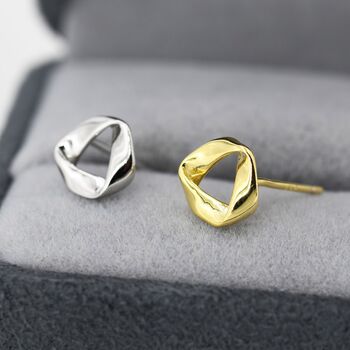 Sterling Silver Tiny Mobius Strip Stud Earrings, 4 of 12
