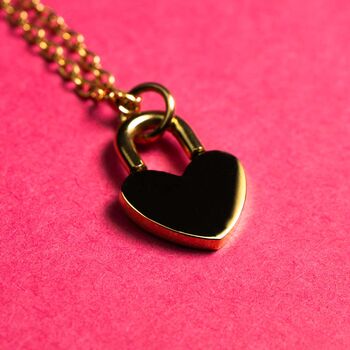 Heart Padlock 18k Gold Plated Friendship Necklace, 2 of 11