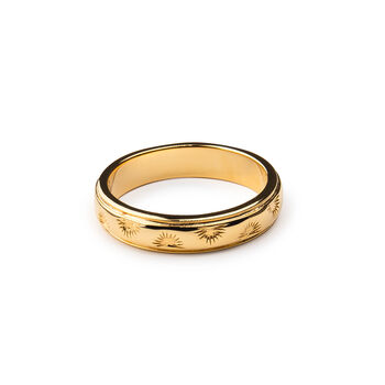 Engraved Palm Band Ring In 14k Gold Vermeil Plated, 2 of 9