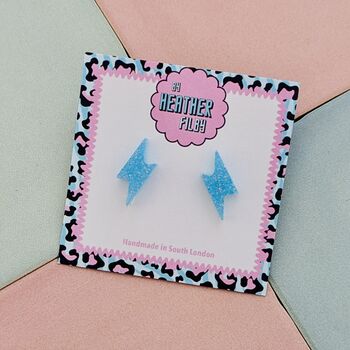 Glitter Lightning Bolt Stud Earrings *More Colours Available*, 9 of 12