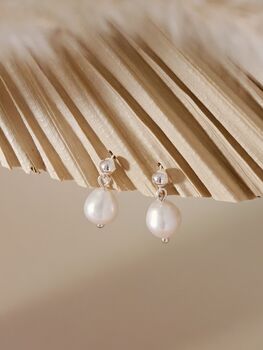 Sterling Silver Freshwater Pearl Ball Earrings, 4 of 7