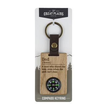 Great Plains 'Dad' Oak Compass Keyring, 2 of 2