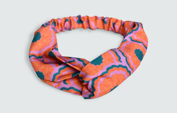 Zesty Print Orange Twist Knot Sustainable Headband, 3 of 3