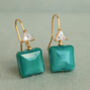 Turquoise Square Jewel Earrings, thumbnail 1 of 5