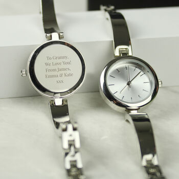 Personalised Silver Ladies Watch With Silver Clasp, 8 of 8