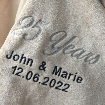 Personalised Silver Wedding Anniversary Neutral Blanket, 6 of 10