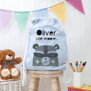 Personalised Children's Raccoon Cotton Nursery Bag, 5 of 12